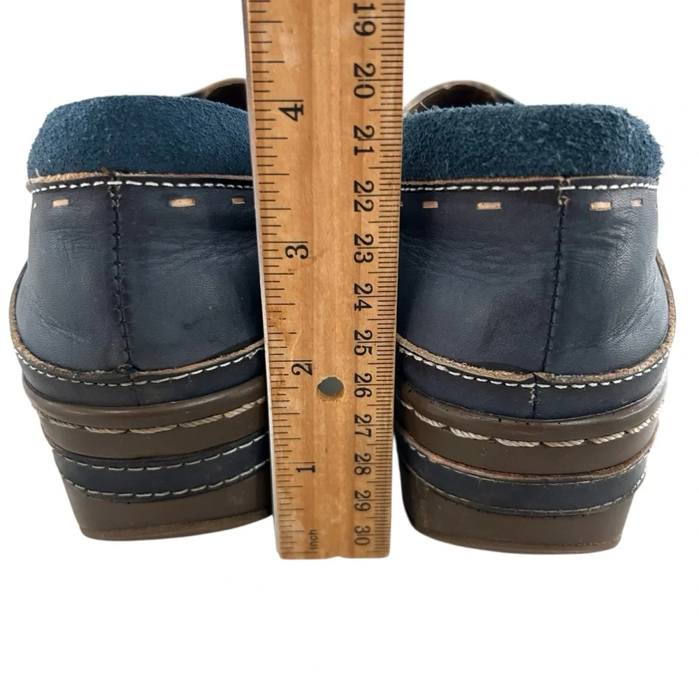 SPRING STEP L’Artiste Burbank Navy Blue Leather Clogs 37 Extra Narrow Width - Picture 5 of 13